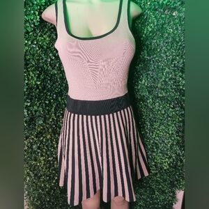 Guess Pink and Black Sleeveless Striped Fit-and-Flare Dress
